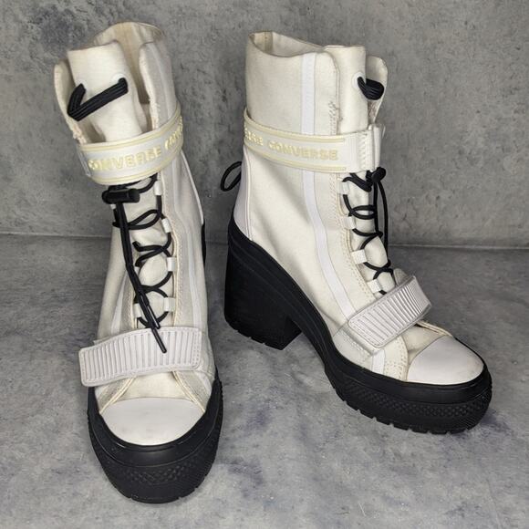 Converse Chuck Taylor All Star Gr82 Heeled Boot in White & Black, Size 7 - Picture 6 of 13